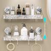 Bathroom Storage Rack with Hooks Transparent Wall-mounted Punch-free Self-adhesive Great Load Bearing Anti-slip Cosmetic Toothpaste