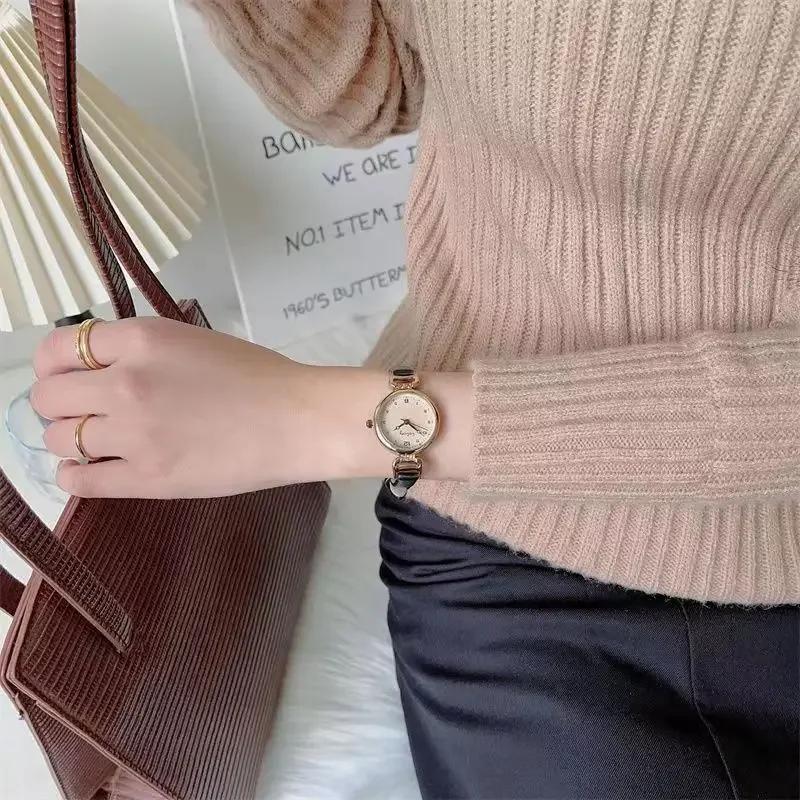 Женские часы маленькие круглые женские часы-браслет из ПУ кожи тонкие ретро кварцевые наручные часы для женщин девушек подарки элегантные ретро ст