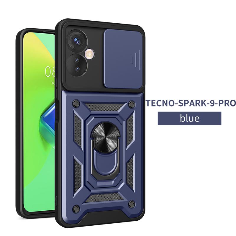 Для Tecno Spark 8C 9 чехол Slide Lens Armor телефон чехол для Tecno Spark Go 2022 Spark 8 9 Pro автомобильный магнитный держатель кольцо задняя крышка