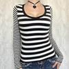 Y2K Striped Long-sleeved Sweater Women's T-shirt Women's 2025 Autumn