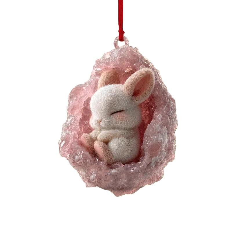 2D Плоский Акриловый Милый Мультяшный Животный Кролик Сова Енот Подвеска Рождественская Елка Подвесные Украшения Домашний Декор Креативный Рождественский Подарок