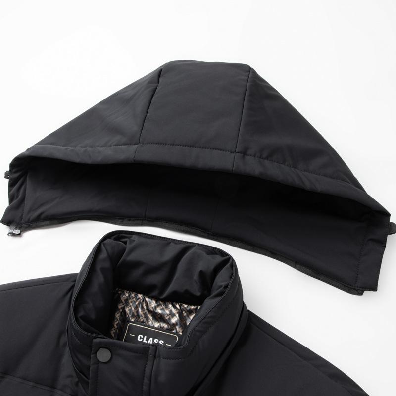 New Autumn and Winter Down Jacket Men's Mid-length Removable Hood Casual Warm Duck Down Down Jacket Hooded Down Jacket for Men