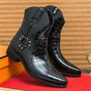 Fashion Fashion Men's Alligator Pattern Pointed Business Casual Ankle Boot Fashion Male Winter New Comfortable Chelsea Leather Shoes