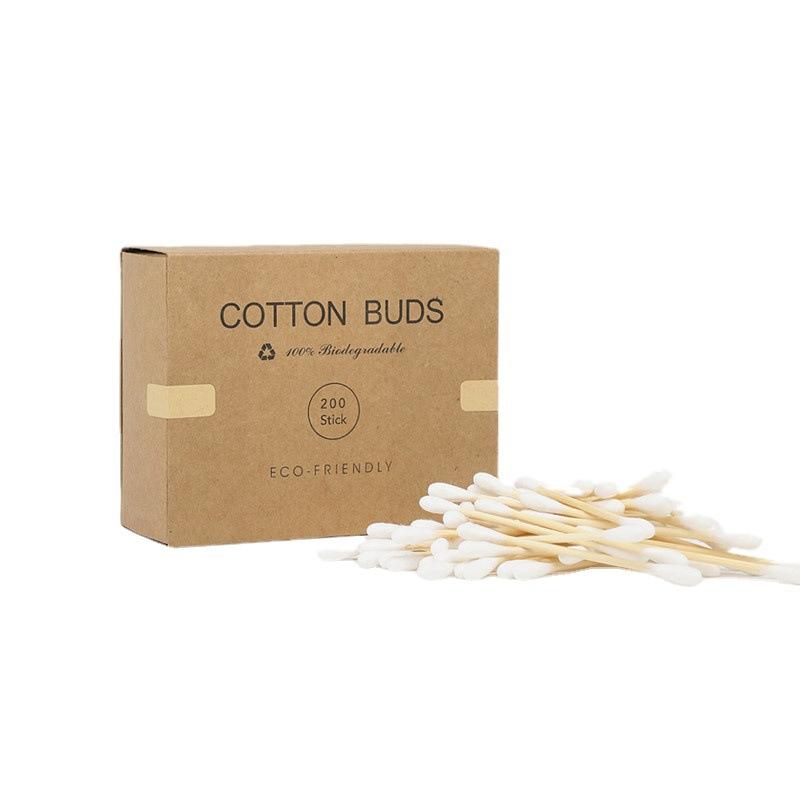 200 Pcs/Box Double Head Bamboo Cotton Buds Wood Stick Cotton Swab For Makeup , Nose Ear Cleaning , Pet Care , Art & Crafts