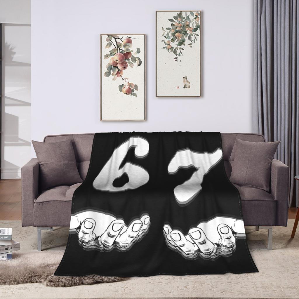 Funny Six Seven 6 7 Meme Gen Alpha Slang Blankets Office Flannel Throw Blanket For Bedroom Warm Soft Design Quality Bedspread