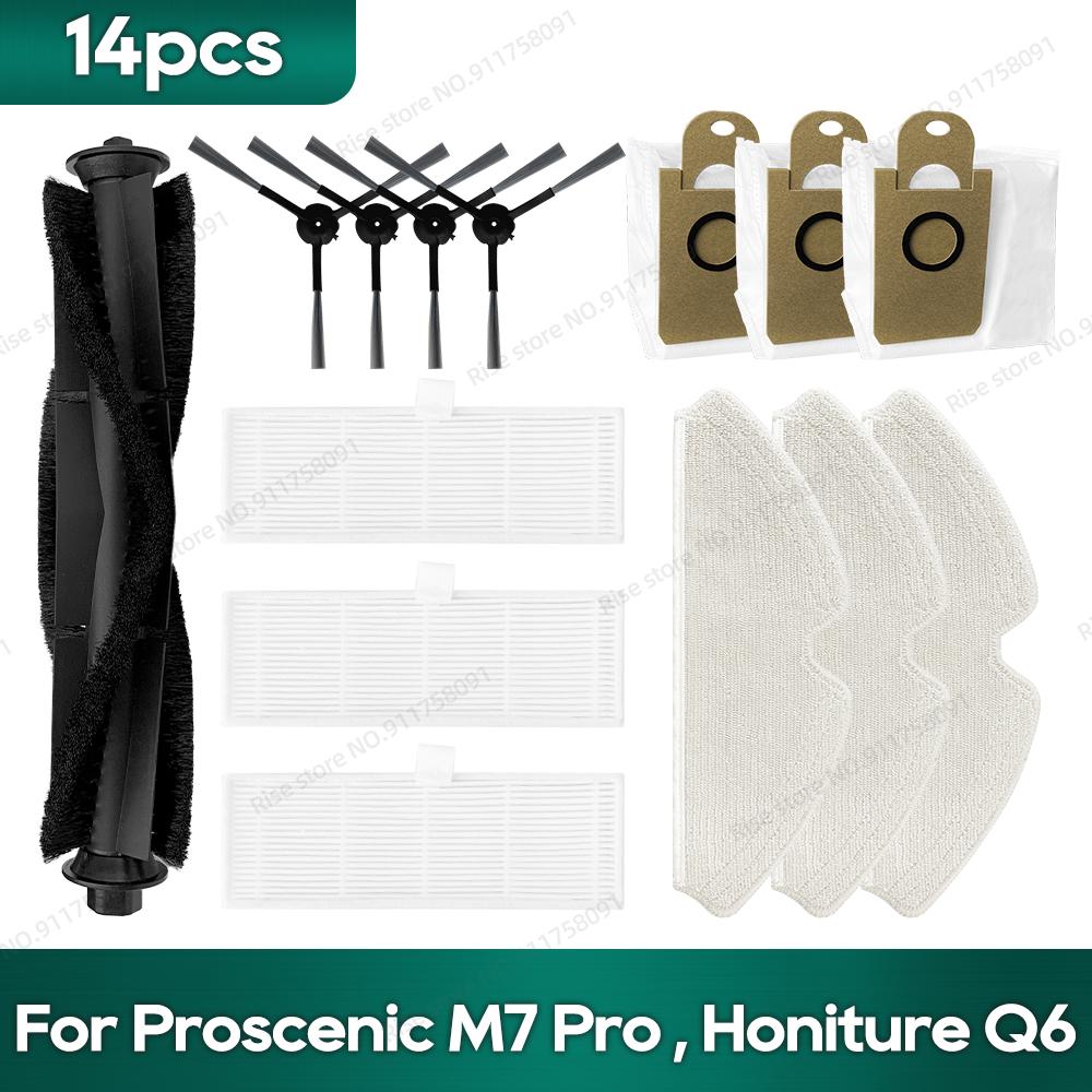 Compatible For Lenovo t1s Pro Proscenic M7 Pro, Honiture Q6 Accessories Robot Vacuum Roller Brush Hepa Filter Rag Dust Bag Parts