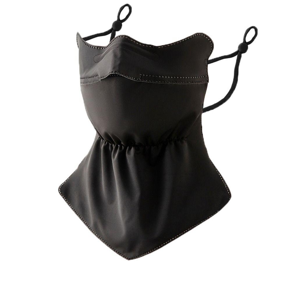 Hanging Ear Ice Silk Mask Solid Color Neck Sunshade Face Shield Ice Silk Face Mask  Summer