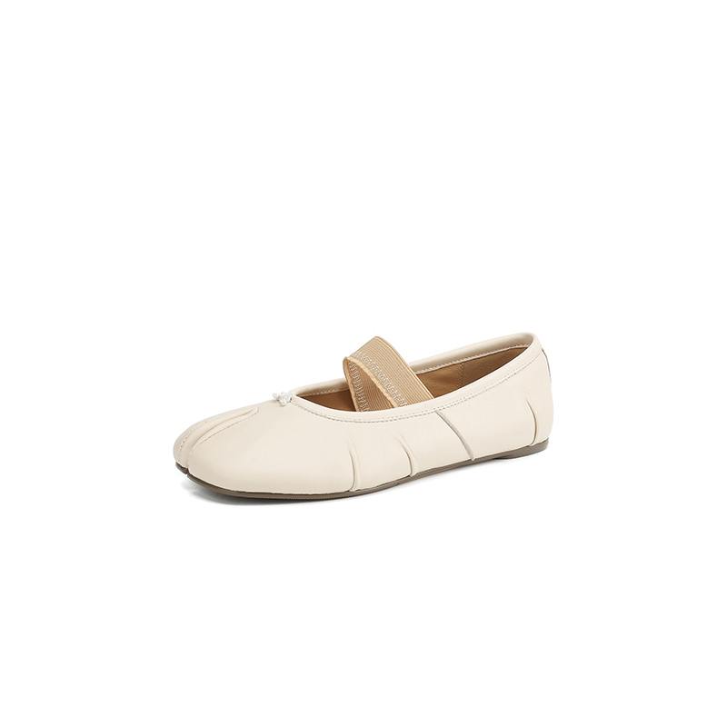 Krazing Pot Sheepskin Spring Summer Size 41 Thick Low Heels Strange Style Women Silver Color Slip on Flats