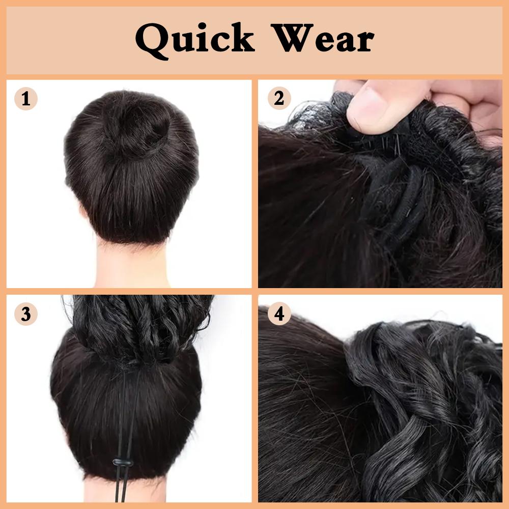 Синтетический парик с завязками на завязках, высокотемпературное волокно, длинные вьющиеся волосы, легко носить, хвост для женщин