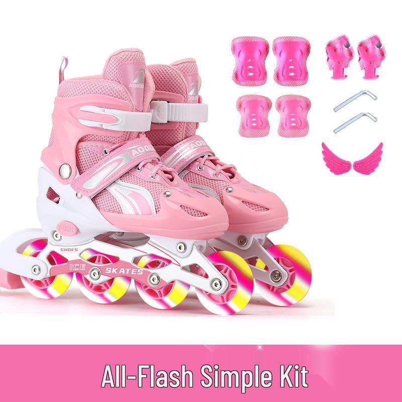 Регулируемый набор роликовых коньков с мигающими колесами для детей-начинающих