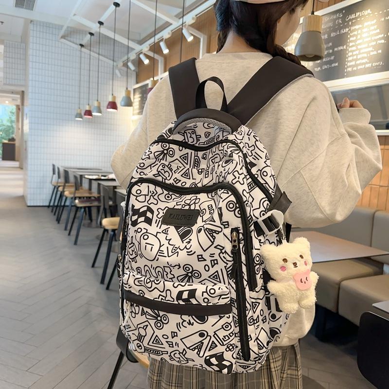 2024 Korean-Style Large Capacity Backpack for Junior High Students: Fashionable, Casual, Versatile Campus Gear