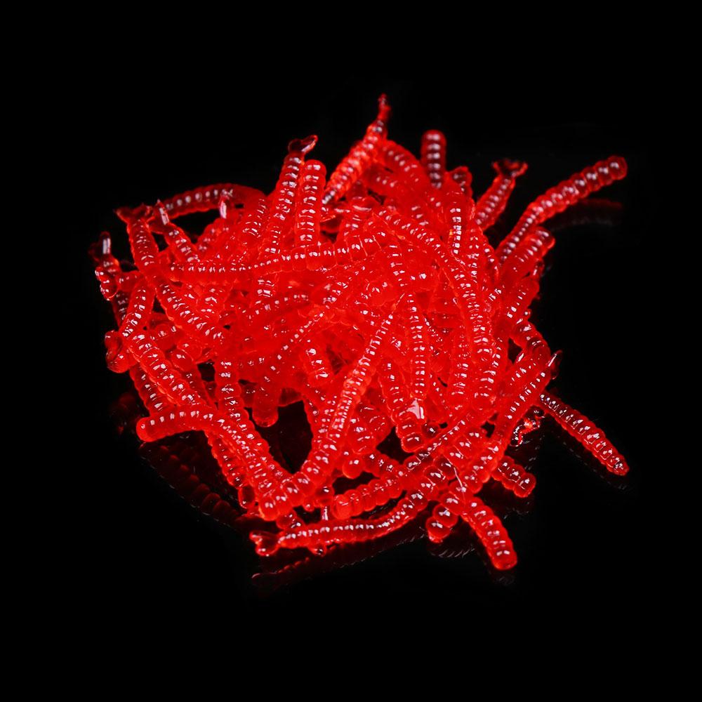 50pcs-200pcs Bream Tackle Trout Bass EarthWorm Worm Red Baits Fishing Lure bloodworm