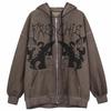 Y2K Harajuku Goth Angel Dark Print Hip Hop Streetwear Hooded Zip Jacket Coat Women Men Unisex Hoodies Top Clothes