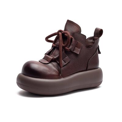 GKTINOO Ботильоны с круглым носком 2025 Осень Зима На толстой подошве На молнии На большой палец Женские Мягкая подошва На платформе