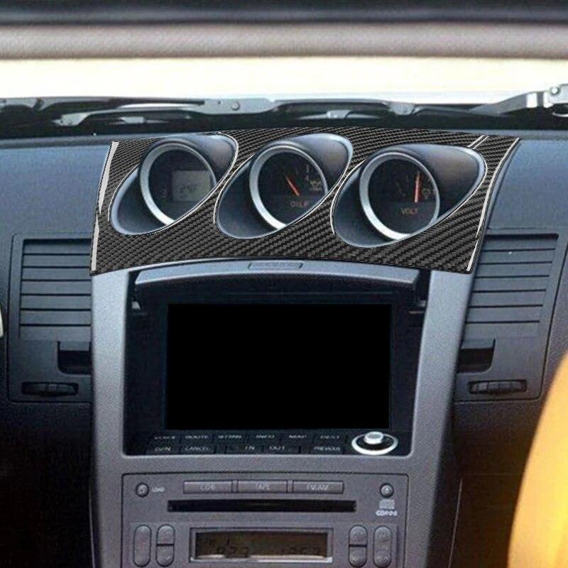 Углеродное волокно салона автомобиля Кондиционер Радио Панель управления Накладка Наклейка для Nissan 350Z Z33 2003-2009 Автомобильные аксессуары