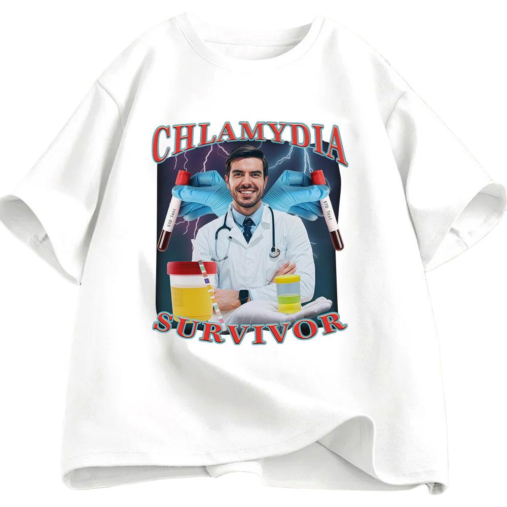Chlamydia Survivor Fun Tshirt Mens Womens Casual Cotton Tshirt Fashion Humorous Oversized Short Sleeve Tshirt Mens Tshirt