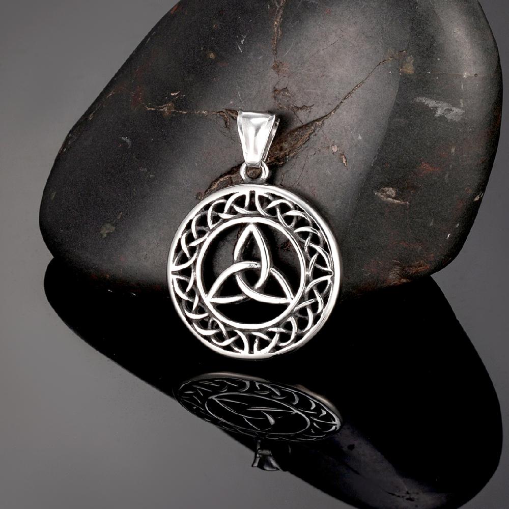 Vintage Viking Celtic Knot Necklace Men Gold Color Antique Steel Norse Valknut Runes Trinity Pendant Amulet Scandinavian Jewelry