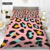 Leopard Print Duvet Cover Set Pink Girly Chic Cheetah Print Bedding Set for Boy Teen Polyester Wild Animal Theme Comforter Cover