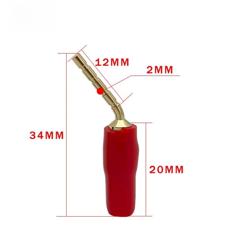 20 шт. Красно-черные изогнутые штырьковые 2 мм разъемы типа «банан» под прямым углом, штекеры «банан», аудио, кабель для динамиков, разъемы