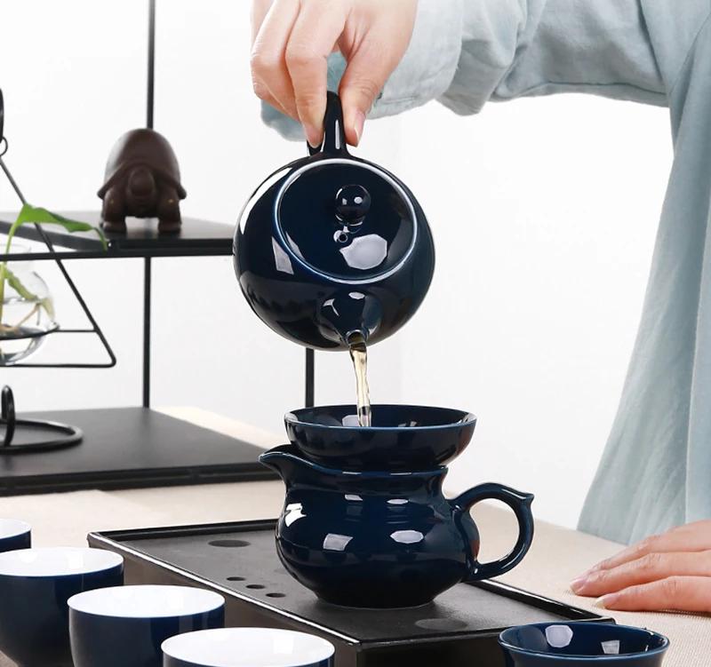 Высококачественный цветной глазурь для заваривания чая, элегантный дизайн чайных сервизов, китайский красный чайник, фарфоровая чайная посуда, креативные подарки