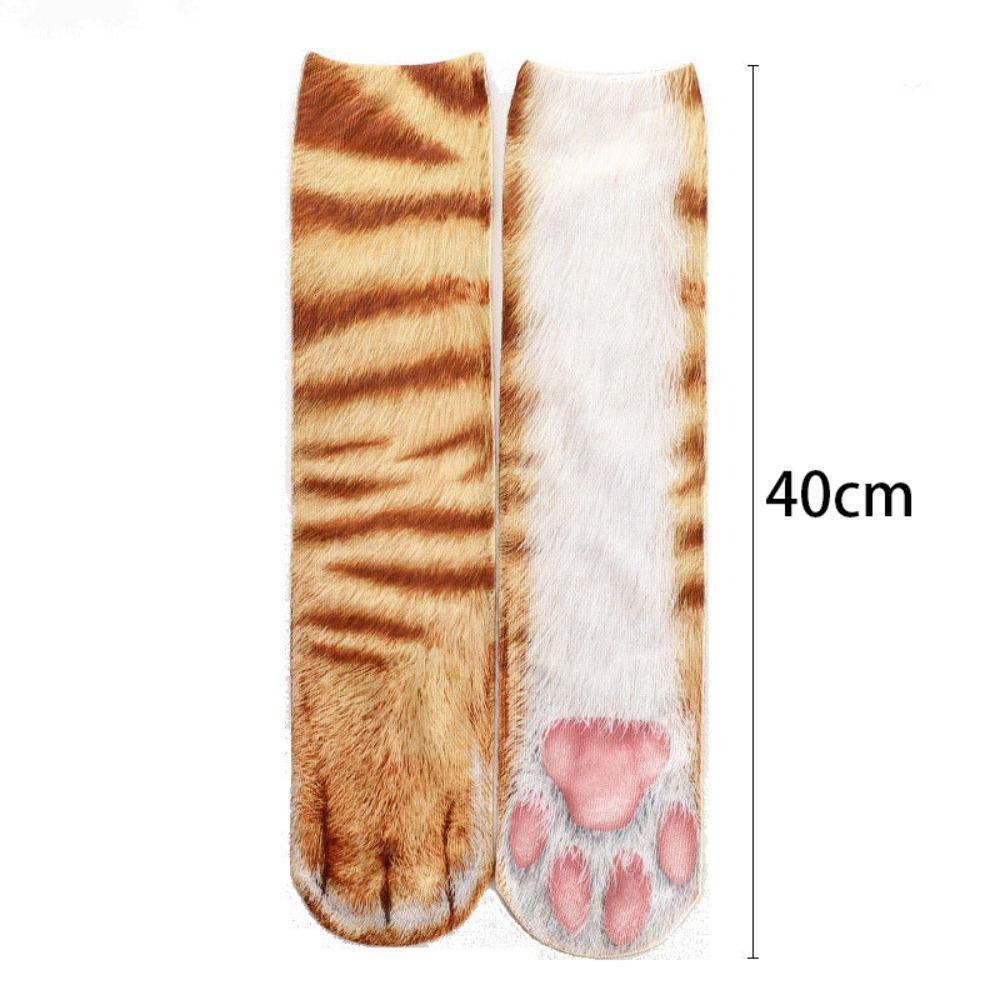 Simulation 3D Print Animal Paw Socks Polyester Funny Animal Paws Socks Gift Middle Tube Sock