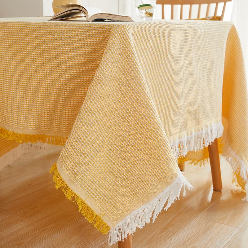 Cotton and Linen Tablecloth Small Round Table Light Luxury High-end Long Table Japanese Coffee Table Cloth French Dormitory Tablecloth