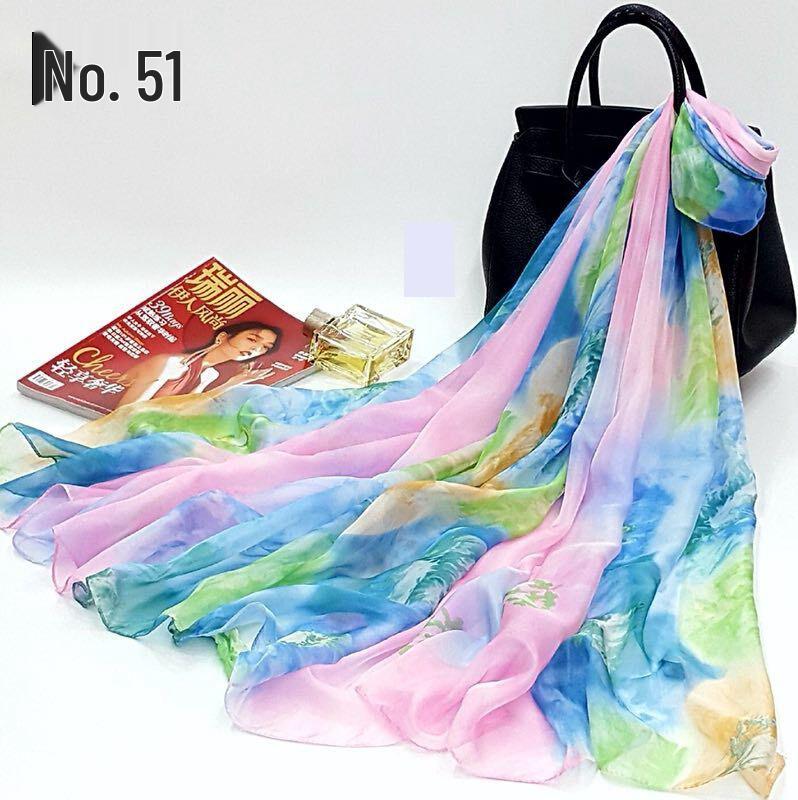 Women's Chiffon Scarf - Lightweight, Printed Sun Protection for Spring, Summer, Fall - Versatile Beach Shawl