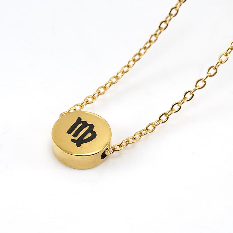 Новое простое круглое ожерелье с подвеской в виде символа созвездия из нержавеющей стали, 12 ожерелье с созвездием для женщин