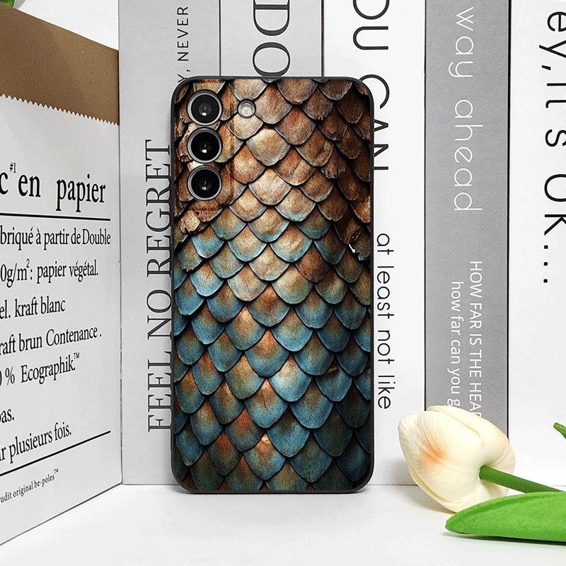 Креативный чехол для телефона с принтом черной золотой чешуи для Samsung Galaxy S26 S25 S24+ S23 Ultra S22 Plus S21 FE S20 Мягкий чехол