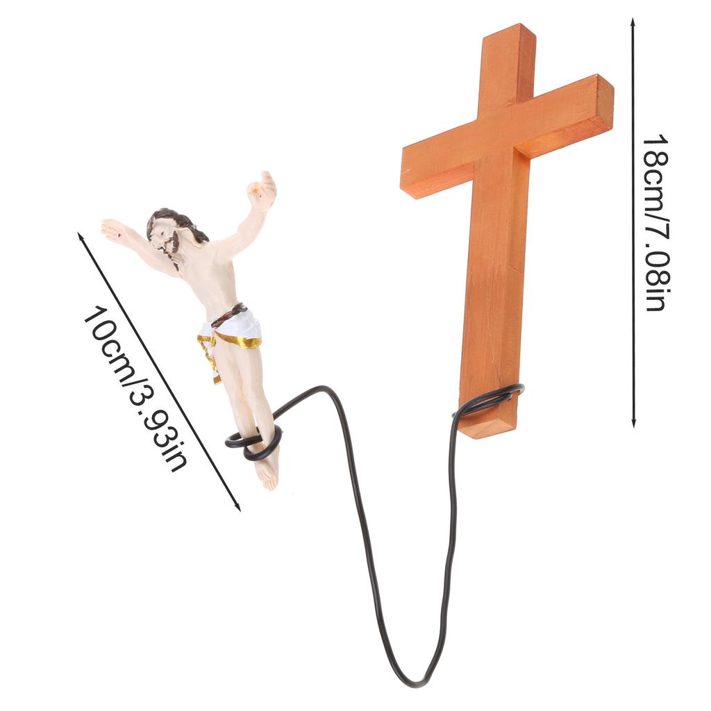 Innovative Cross Decor Bungee Jumping Jesus Christ Figure Wood Cross Religious Art Pieces Resin Crafts Ffor Home Decor