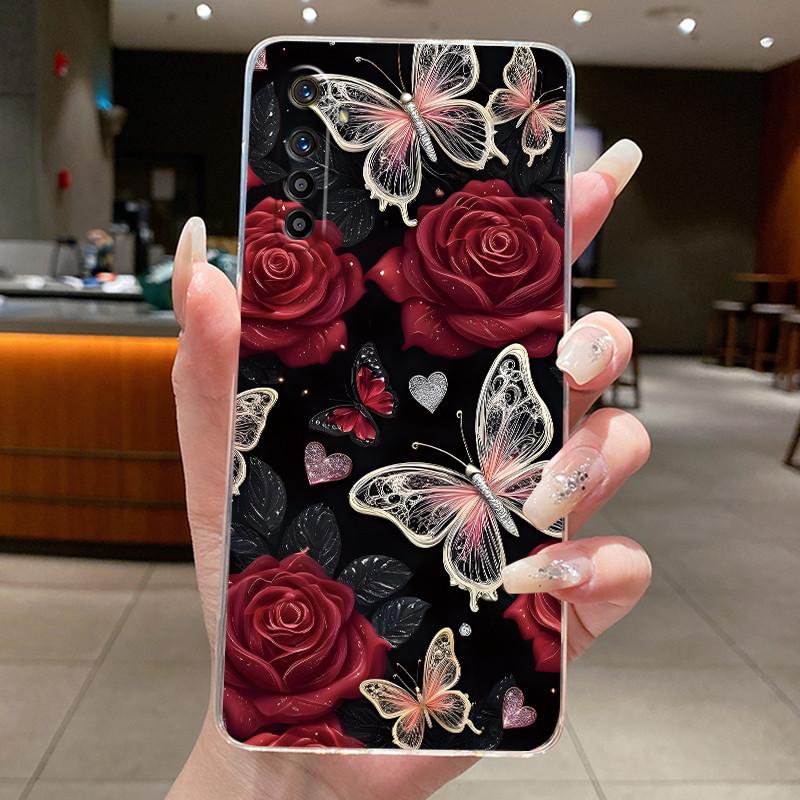 Чехол для Realme XT X2 RMX1921 RMX1992 Прозрачный Роскошный Модный Бабочка Цветок Мягкий Силиконовый Чехол для Телефона для Realmex2 Realmext Case