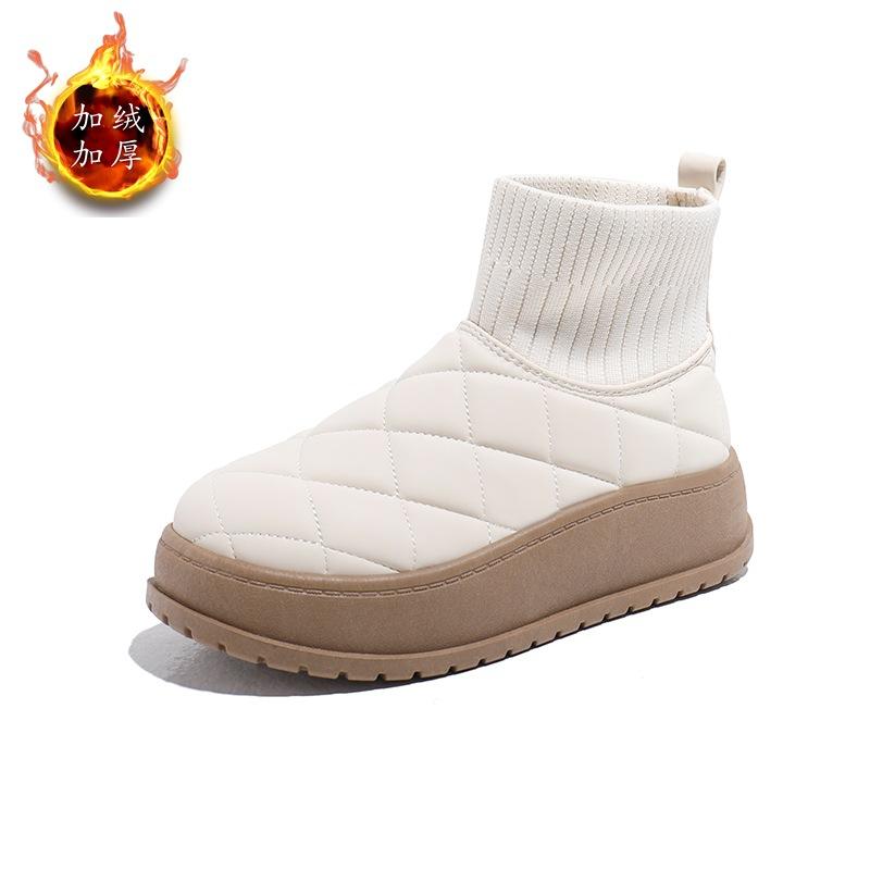 2024 Winter New Snow Boots Women's Thick-soled Cotton Boots Piled and Thickened Thermal Short Cotton Shoes Winter Short Boots K2901