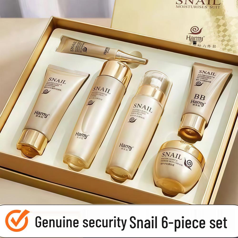 Шесть средств для ухода за кожей с муцином улитки: Подарочный набор: Увлажняющий и Восстанавливающий Лосьон и Крем