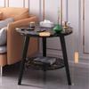 White Stone Pattern Double-Layer Round Side Table