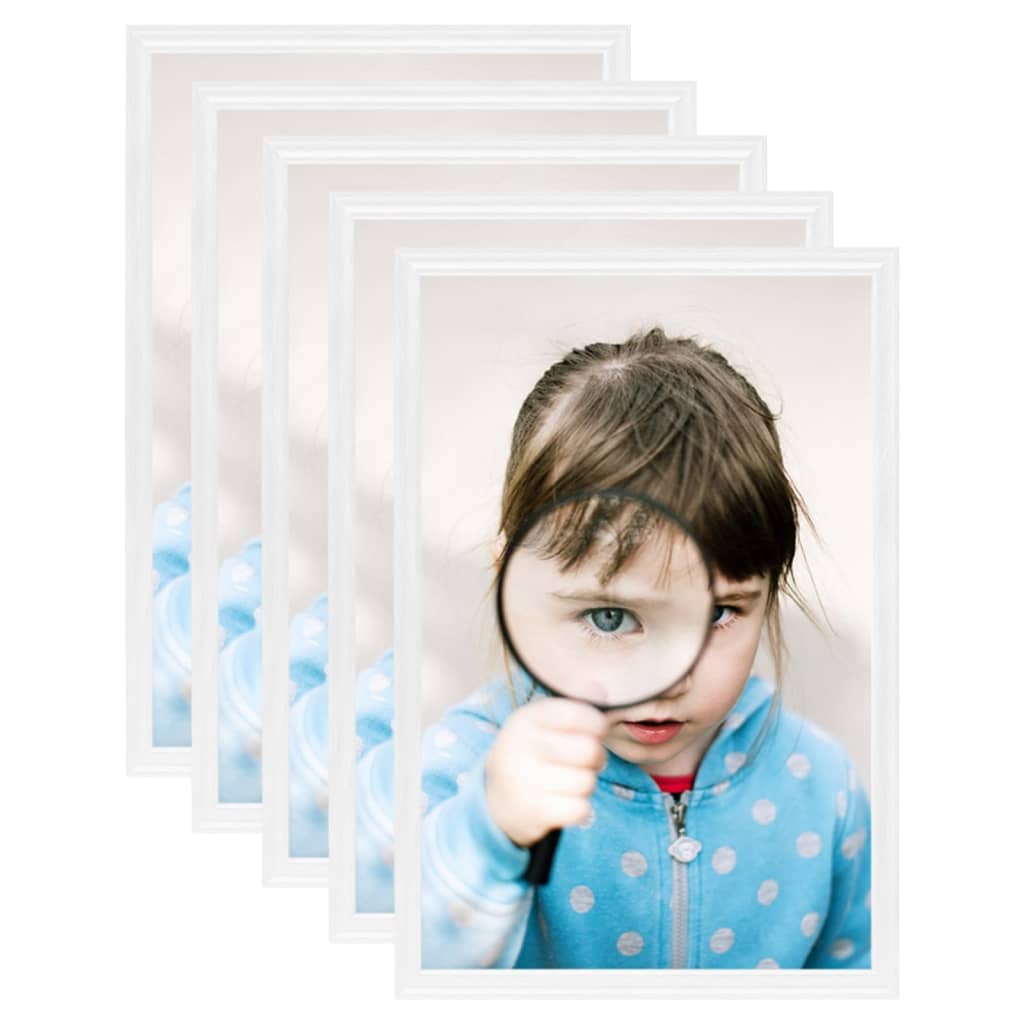 Photo Frame Collage Set 5 Pieces for Tabletop Use White 21 x 29.7 cm MDF