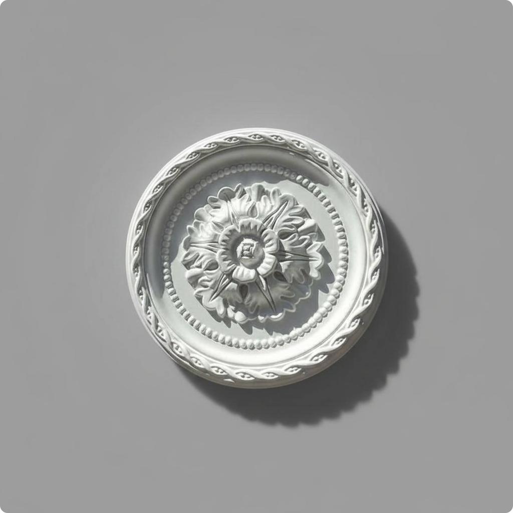 French Design Ceiling Medallion PU Material Round Ceiling Medallion Interior Decor Lightweight Paintable