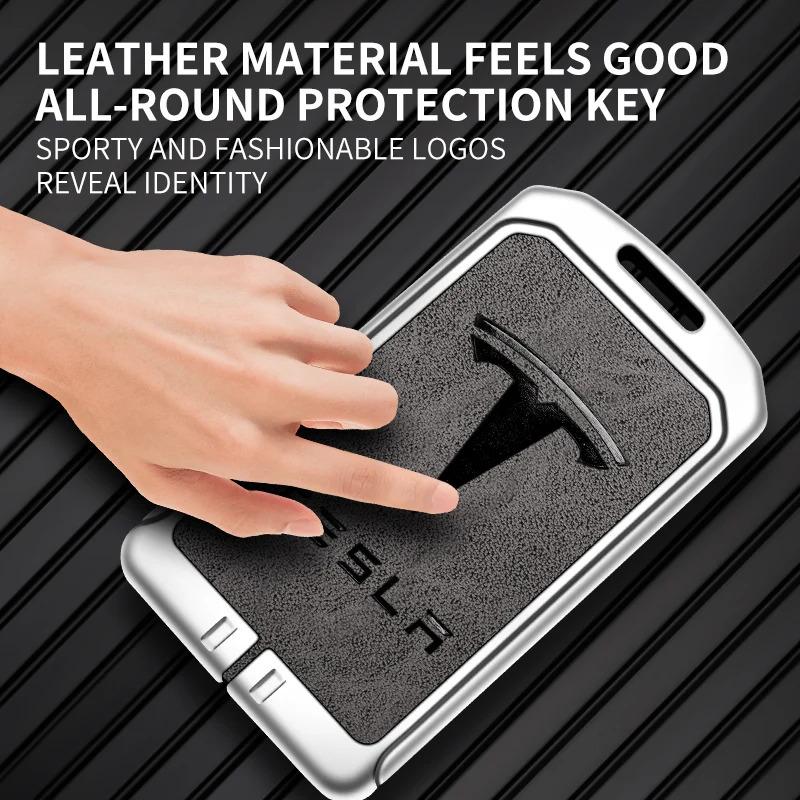 Car Metal Key Case Cover For Tesla Model 3 Model S Model X Model Y Roadster Cybertruck Keyless Card Protector Holder Accessories