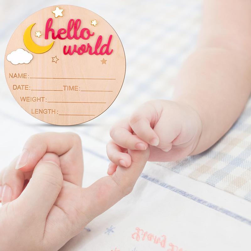 Деревянная табличка «Hello World Newborn», милая доска для объявлений о рождении ребенка