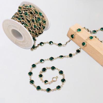 Цирконовая цепочка DIY Браслет Ожерелье Изготовление ювелирных изделий со стразами Блестящая медная цепочка для рукоделия