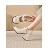 Small Thick Heel High Heels White with Skirt Versatile Thick Sole Mary Jane Small Leather Shoes Women's New Winter and Autumn Models