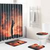 Landscape Shower Curtain Floor Mat Combination Four-Piece Set Bathroom Toilet Carpet Shower Room Mat Foot Mat