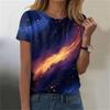 Женская мода повседневная футболка с круглым вырезом и короткими рукавами с принтом неба