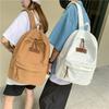 School Bag Female College Student Solid Color Student Backpack Fashionable Large Capacity Washed Cloth Backpack Male