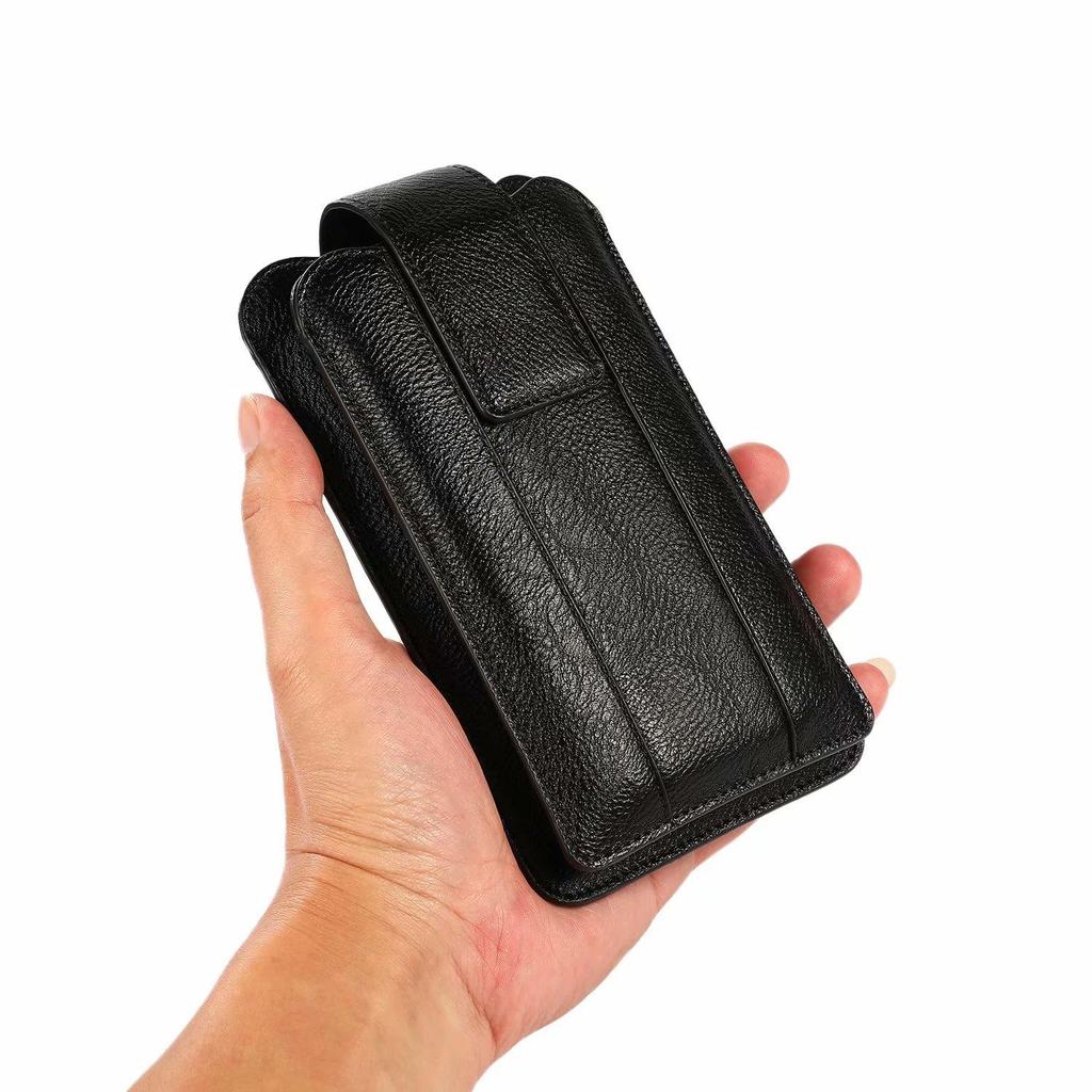 Двойной кожаный чехол для двух мобильных телефонов, сумка с зажимом для ремня, чехол-кобура для iPhone 16, 15, 13, 12 Pro, Samsung S24, S23, S22, Redmi, Oppo, мужской держатель для поясной сумки