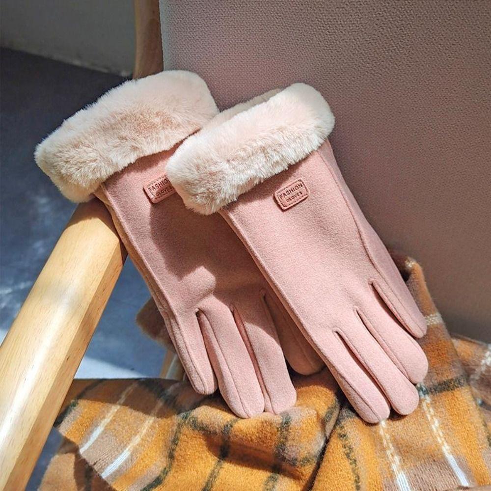 Thick Winter Gloves Velvet Women Mittens Skiing Plush Gloves  Girls