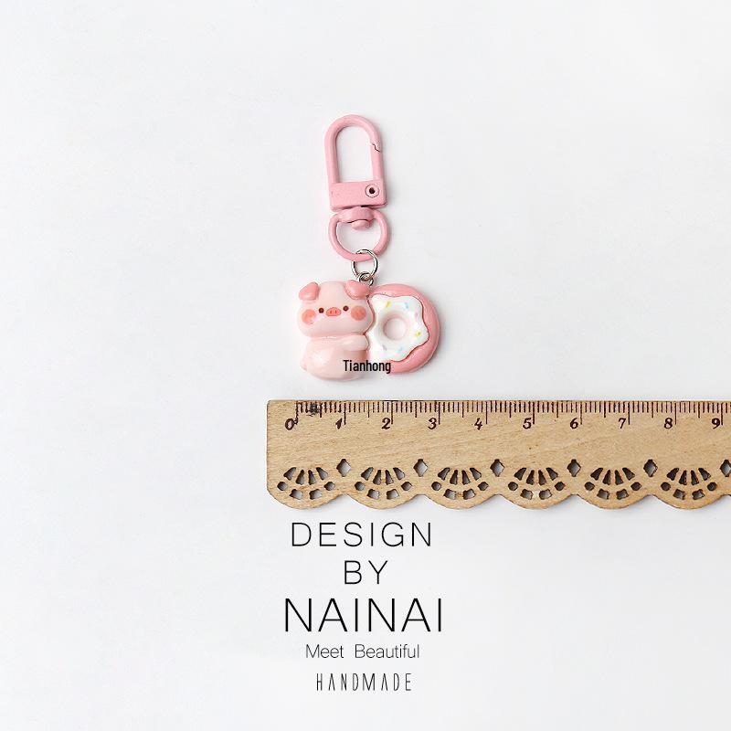 Розовый поросенок десертный брелок-подвеска: Милый мультяшный аксессуар для украшений для девочек