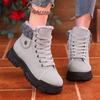Women's Winter Snow Sneakers Solid Color High-Top Sports Boots with Anti-Slip Sole for Casual Outdoor Hiking Footwear