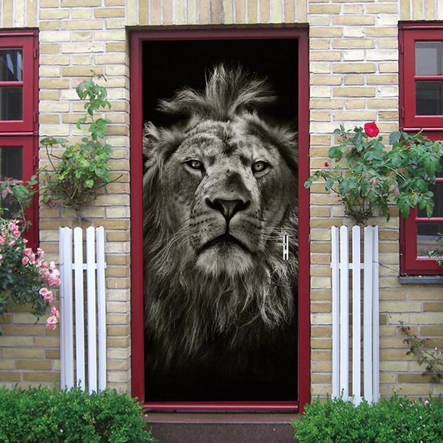 Стикер на дверь с изображением слона, ПВХ, клейкие водостойкие обои для дверей гостиной, спальни, плакат, домашний декор, deursticker