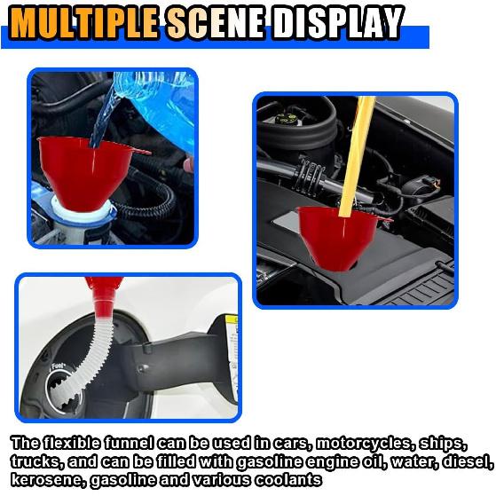 KITUREK Long Hose Plastic Fuel Funnel, Wide Mouth Plastic Oil Funnel, 1PC | Flexible Funnel Universal for Automotive Gasoline Diesel Water Engine Oil