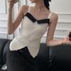 Новый летний сладкий и пряный дизайн топов, нижнее белье, французский контрастный цвет, вязаный жилет на подтяжках для женщин